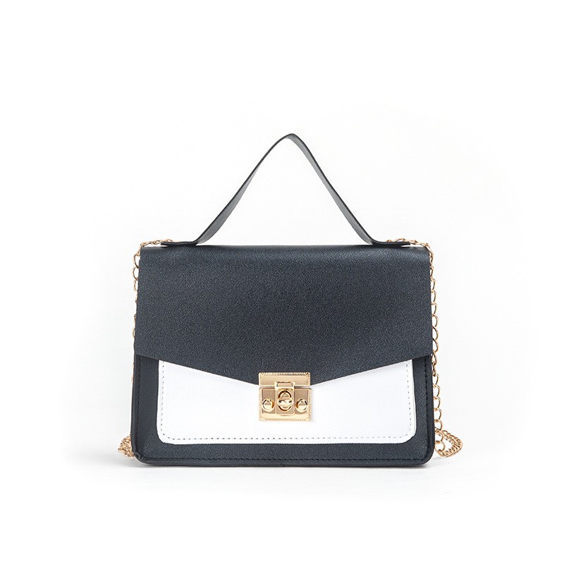 Retro women's bag contrast color chain