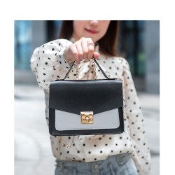 Retro women's bag contrast color chain