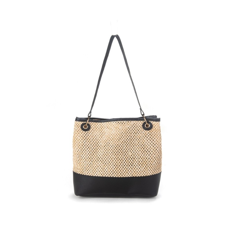 Woven shoulder tote bag