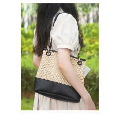 Woven shoulder tote bag