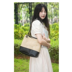 Woven shoulder tote bag