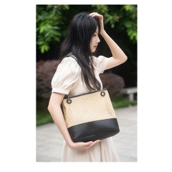 Woven shoulder tote bag