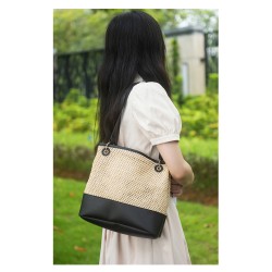 Woven shoulder tote bag